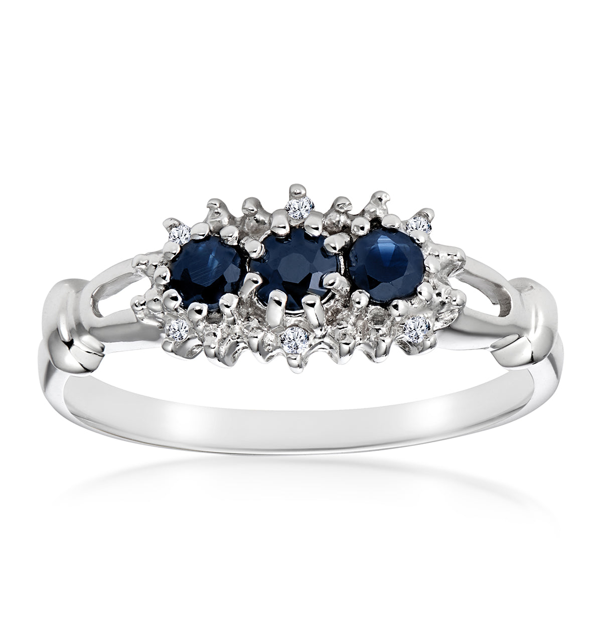 Sapphire 0.34ct And Diamond 9K White Gold Ring